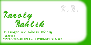 karoly nahlik business card